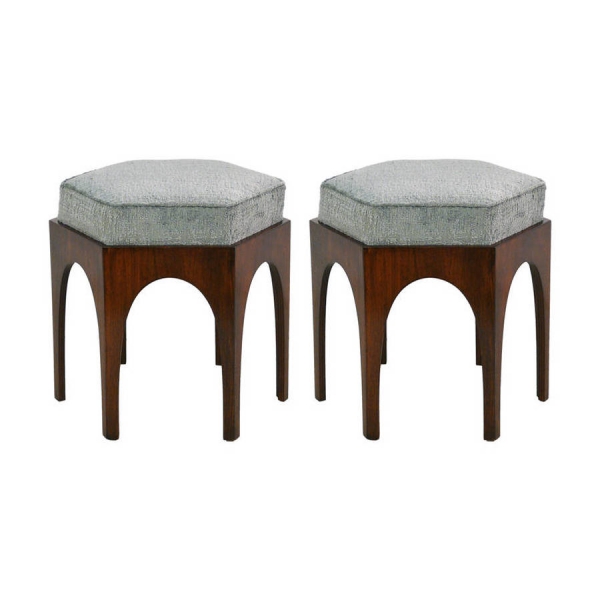 Р‘Р°РЅРєРµС‚РєР° Pair of Hexagonal Arched Stools or Ottomans