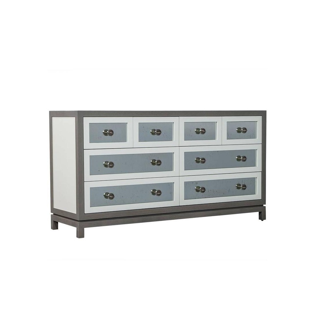 Р‘СѓС„РµС‚ Custom Grey and White Eight Drawers Antique Mirrored Commode