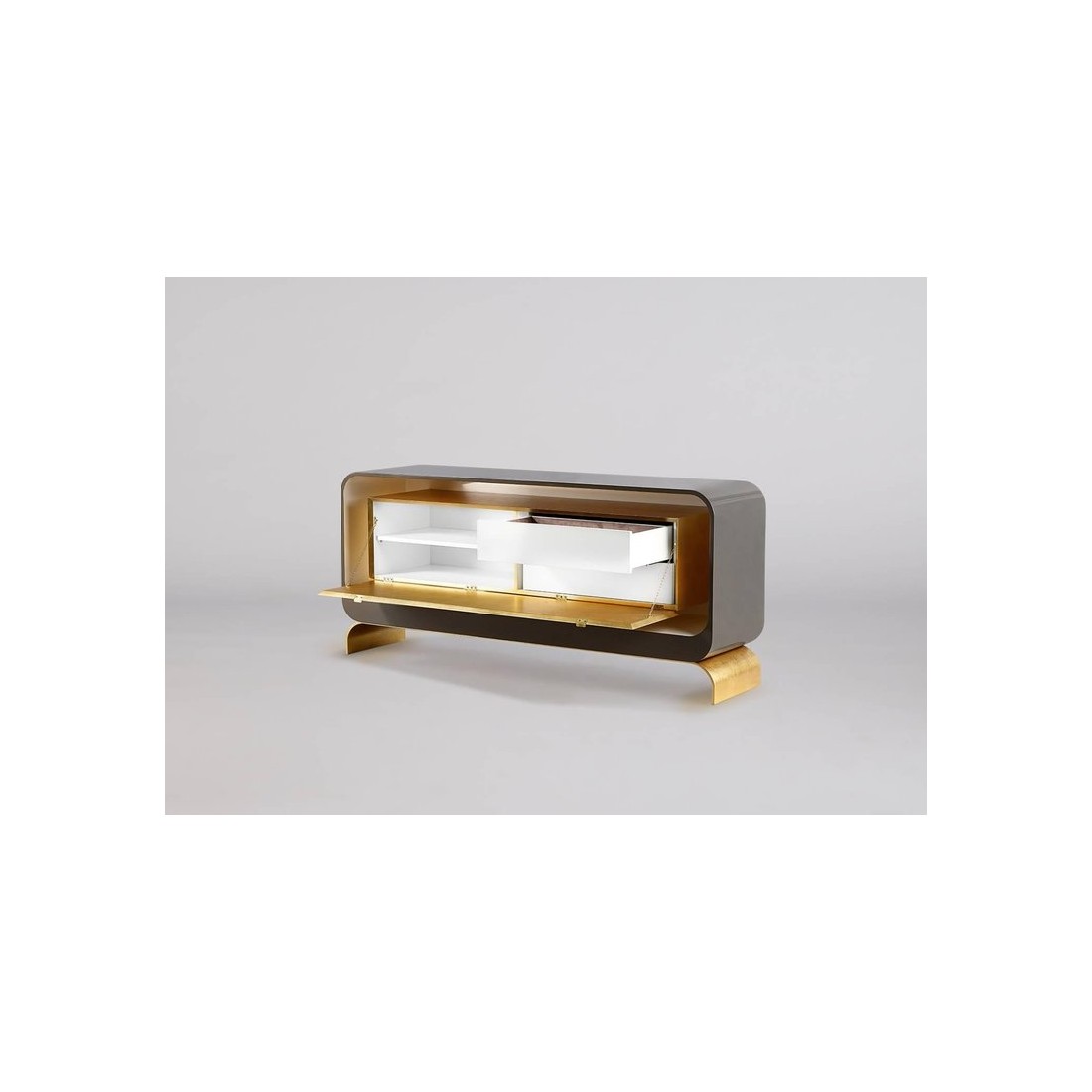 Р‘СѓС„РµС‚ Lingot Smoke Sideboard, Contemporary Gold Leaf and Lacquer Sideboard