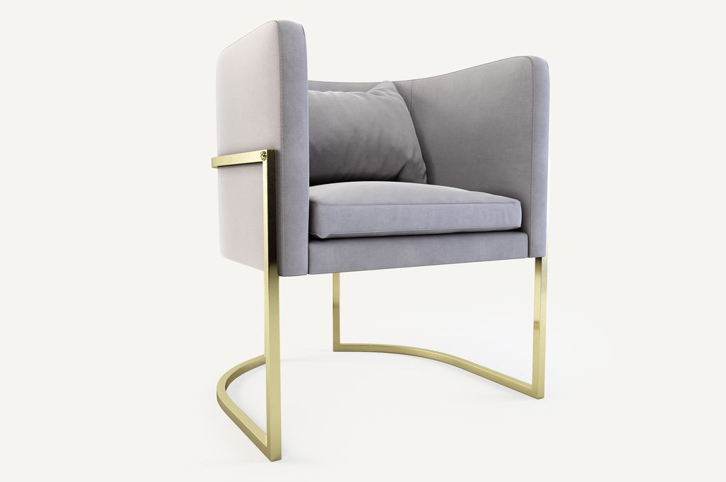 РљСЂРµСЃР»Рѕ JULIUS CHAIR - BRUSHED BRASS AND PINK VELVET