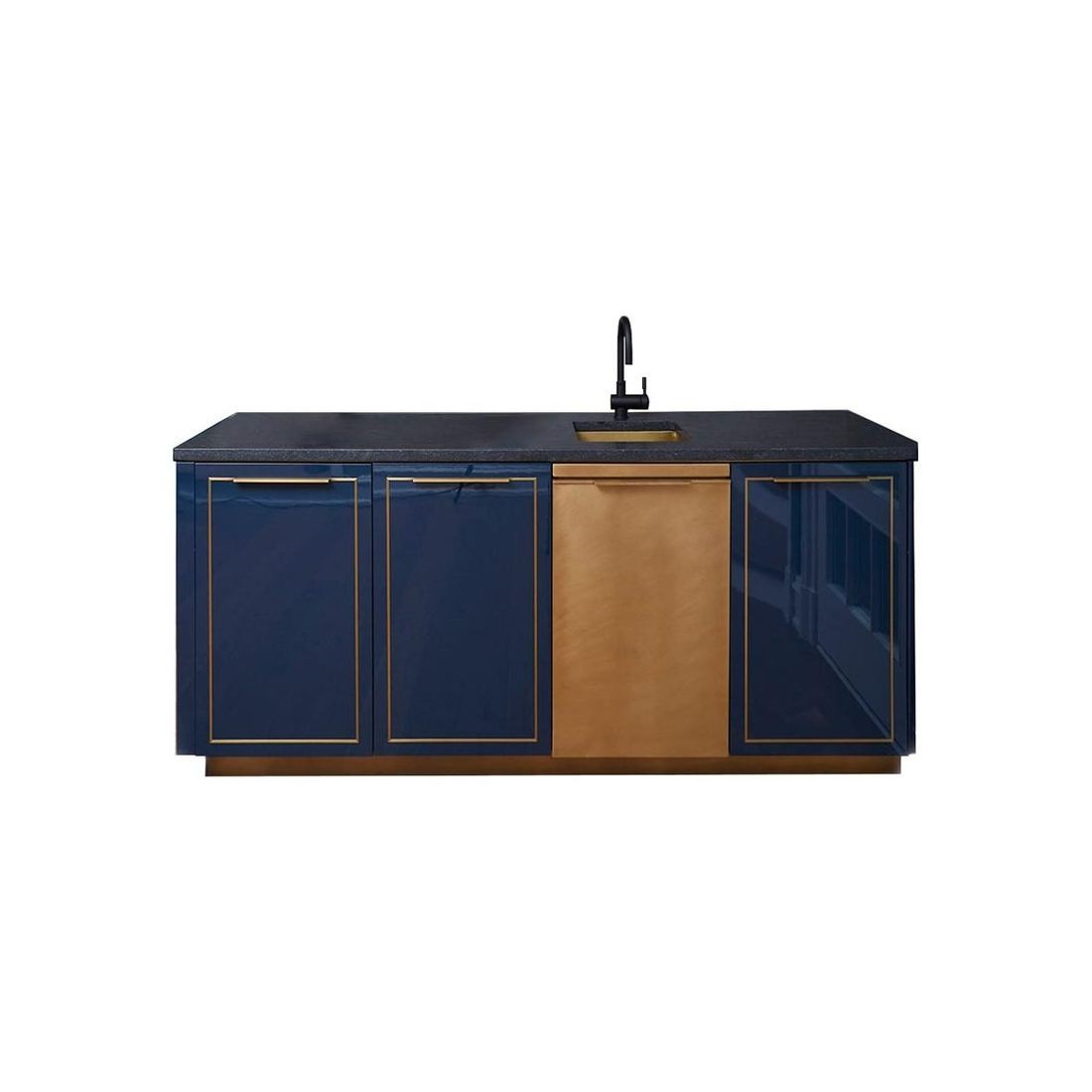 РљСѓС…РЅСЏ Amuneal's Gloss Lacquer Bar with Integral Brass Sink