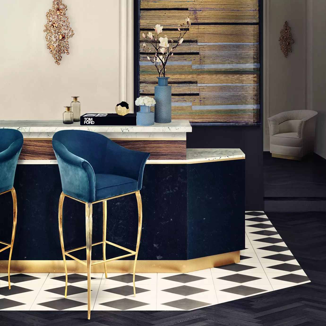 Барный стул Mimi от KOKET, дизайн Boca do Lobo