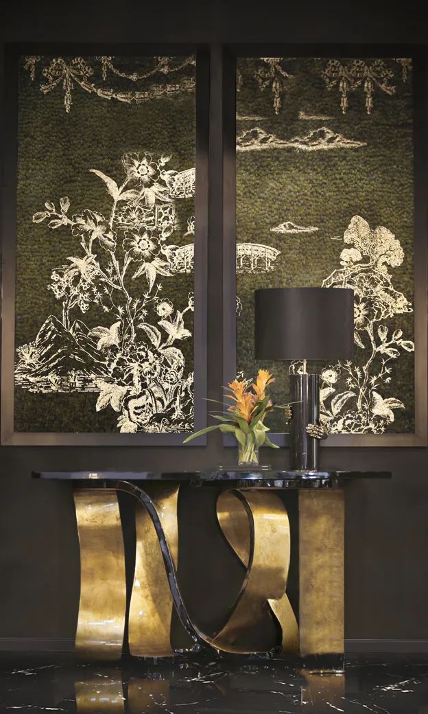 Консоль Ribbon Broken Gold Leaf от KOKET, дизайн Boca do Lobo