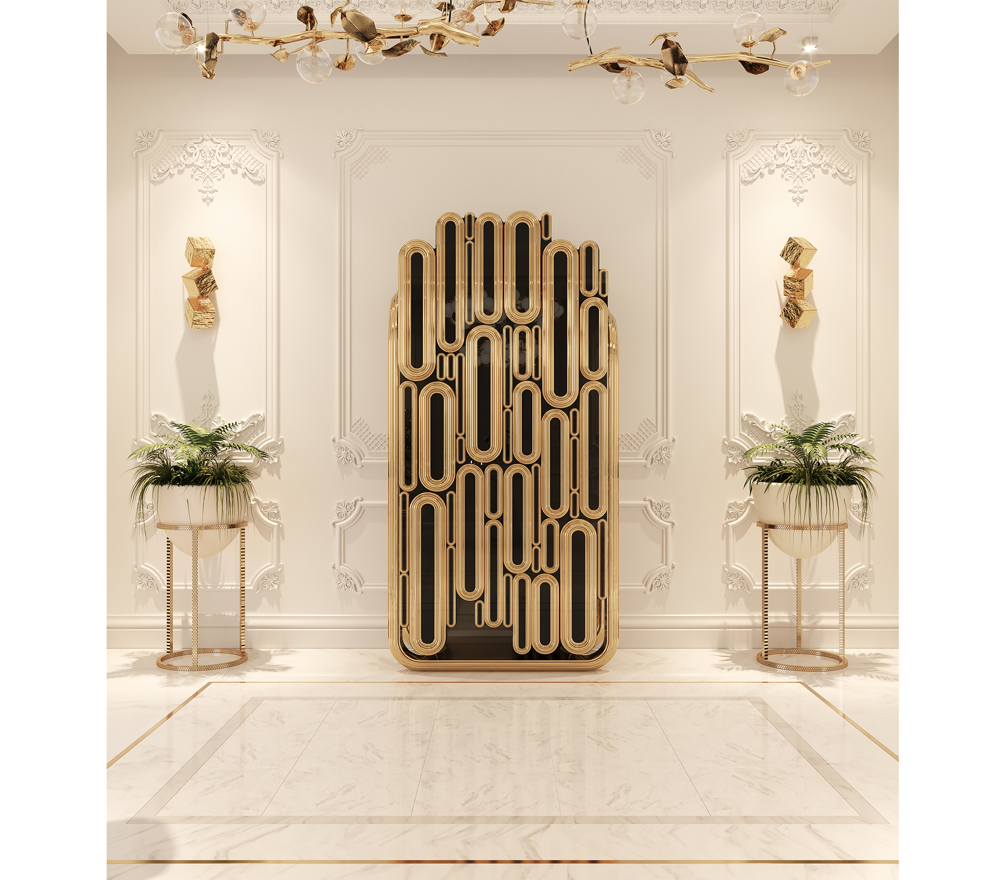 Шкаф OBLONG GOLD CABINET, дизайн Boca do Lobo