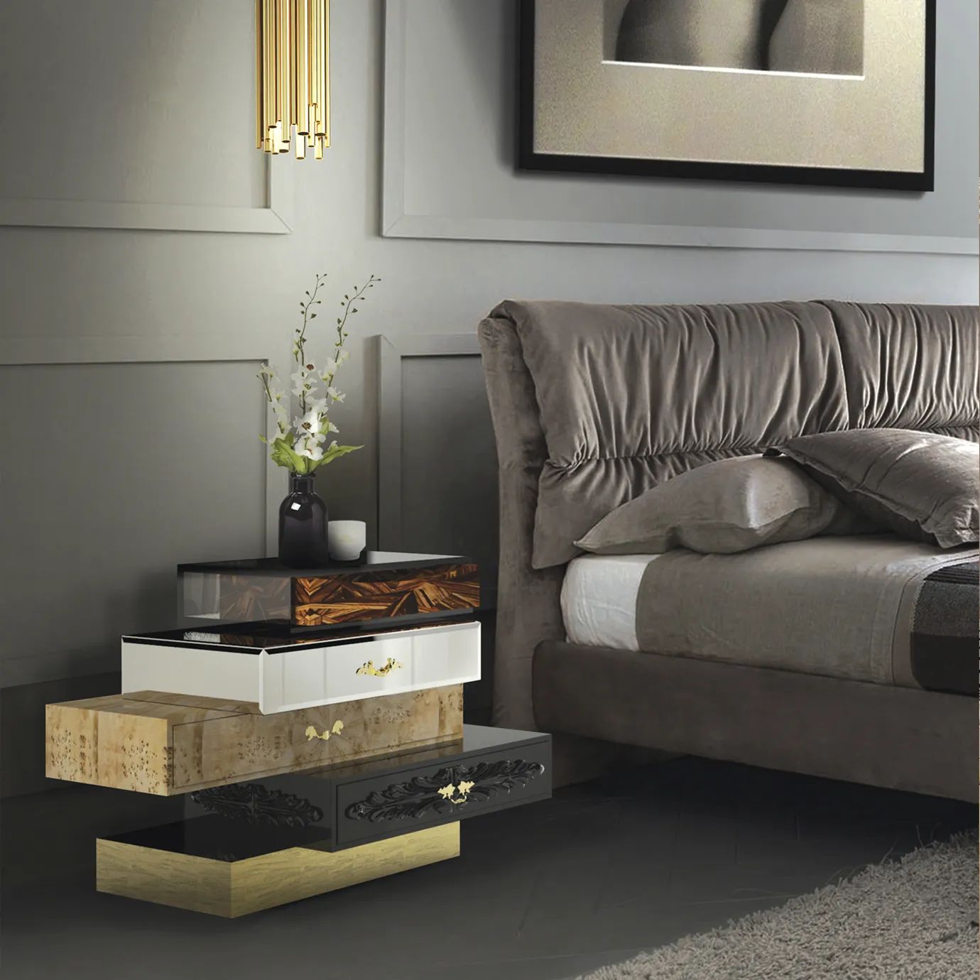 Тумба Frank Nightstand от KOKET, дизайн Boca do Lobo